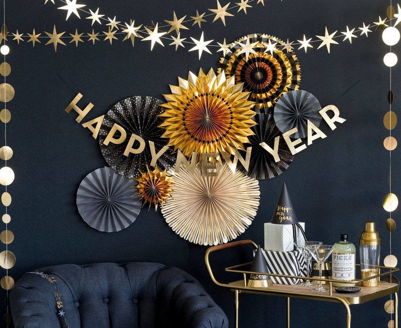 Happy New Year Banner - Gold Foil New Years Eve Banner - Gold New Year's Decor - New Years Eve Decor - New Year Party Decorations - NYE 
