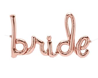 Bride Script Balloon - 33" wide - Bridal Shower -  Wedding Decor - Engagement - Bachelorette Decor - Bridal Photo Prop - Foil Letter Balloon
