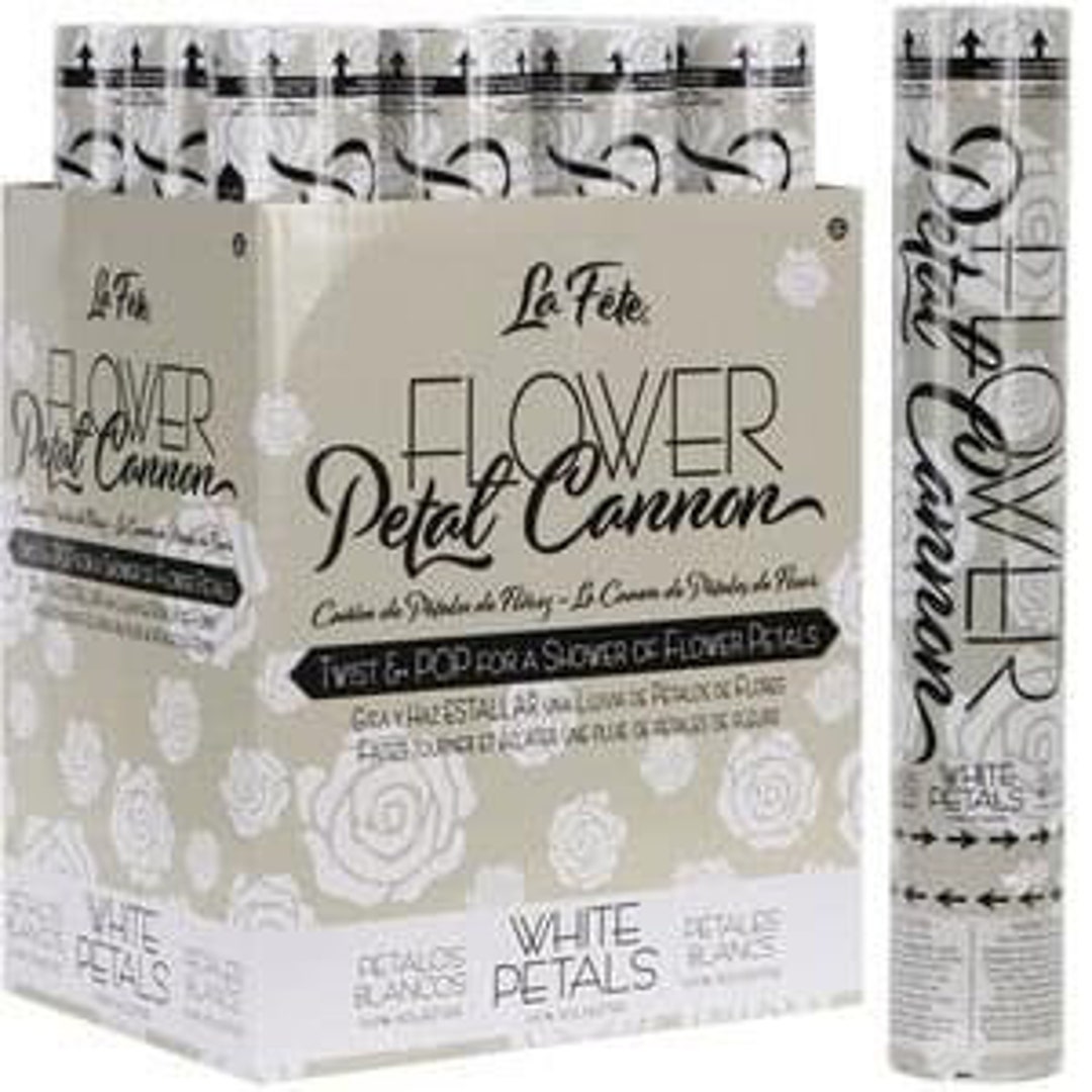 One White Flower Petal Cannon 12 Tall Wedding Flower Cannon Twist and