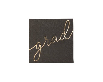 Grad Gold Script Cocktail Napkin - Set of 24 - Graduation Party - 2024 Grad - High School, College, University Grad - Congratulations