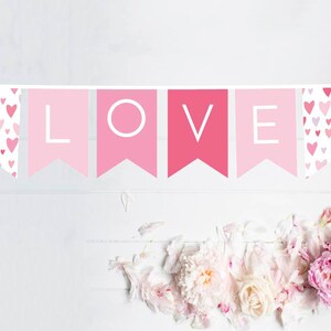 Love Banner - Party Banner - Valentine&#39;s Day Banner - Valentine&#39;s Day Decoration - Galentine&#39;s Decor - Pink Decor - Bridal Shower Decor
