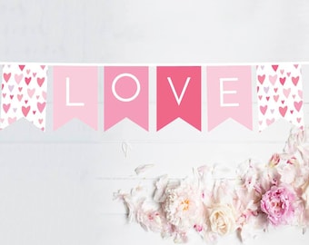 Love Banner - Party Banner - Valentine's Day Banner - Valentine's Day Decoration - Galentine's Decor - Pink Decor - Bridal Shower Decor