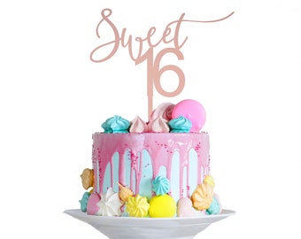Sweet 16 Acrylic Cake Topper - 16th Birthday Cake Topper - Custom Age Cake Topper - Sweet Sixteen Party Decor - Gold, Rose Gold, Silver