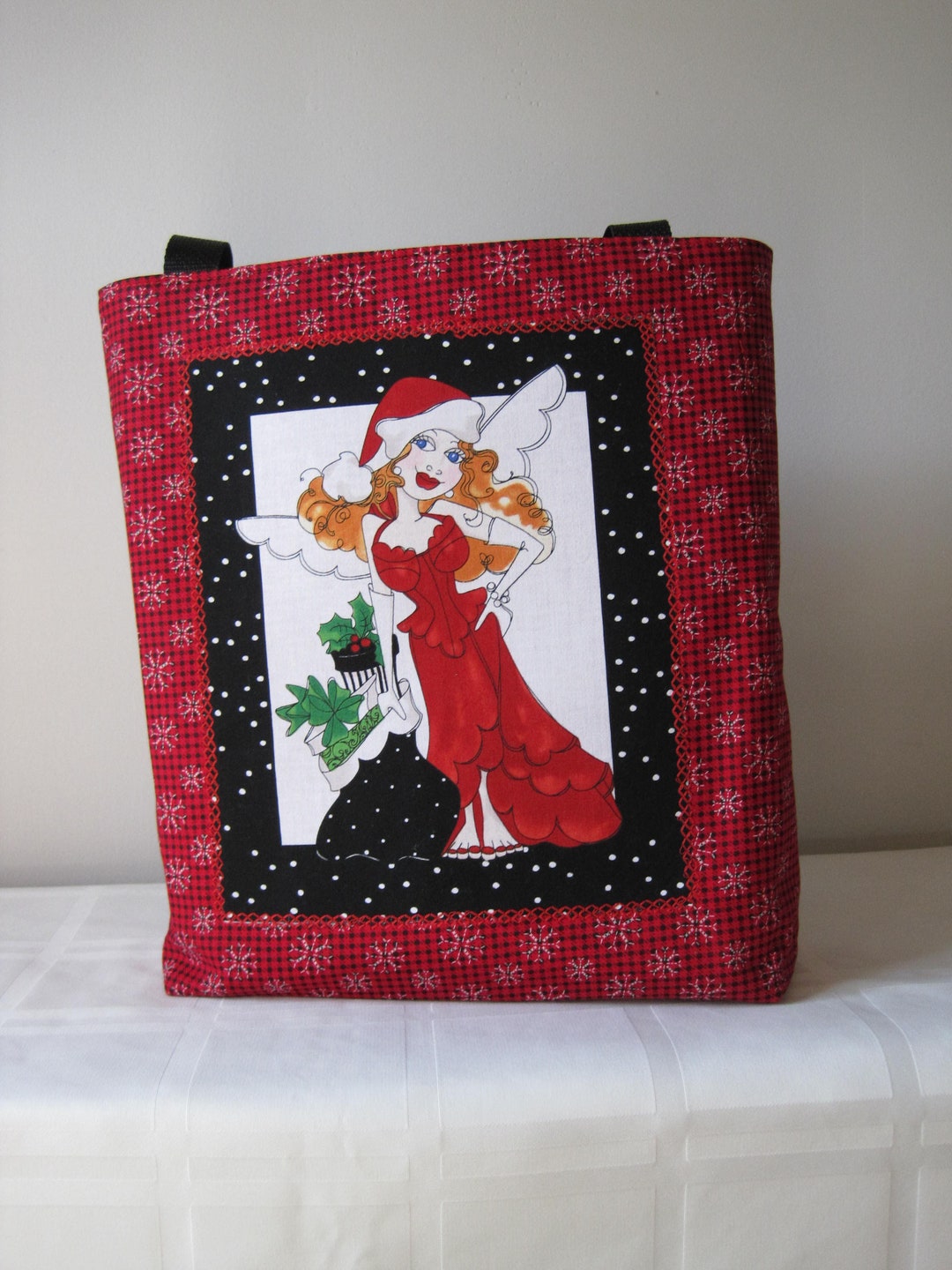 Christmas Shopping Bag, Christmas Tote, Christmas Handbag, Fairy