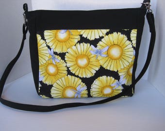 Handbag, Yellow Floral Fabric, Purse,  Cross body, Handmade Bag, Womens Accessories, Gift, Easter, Mothers Day