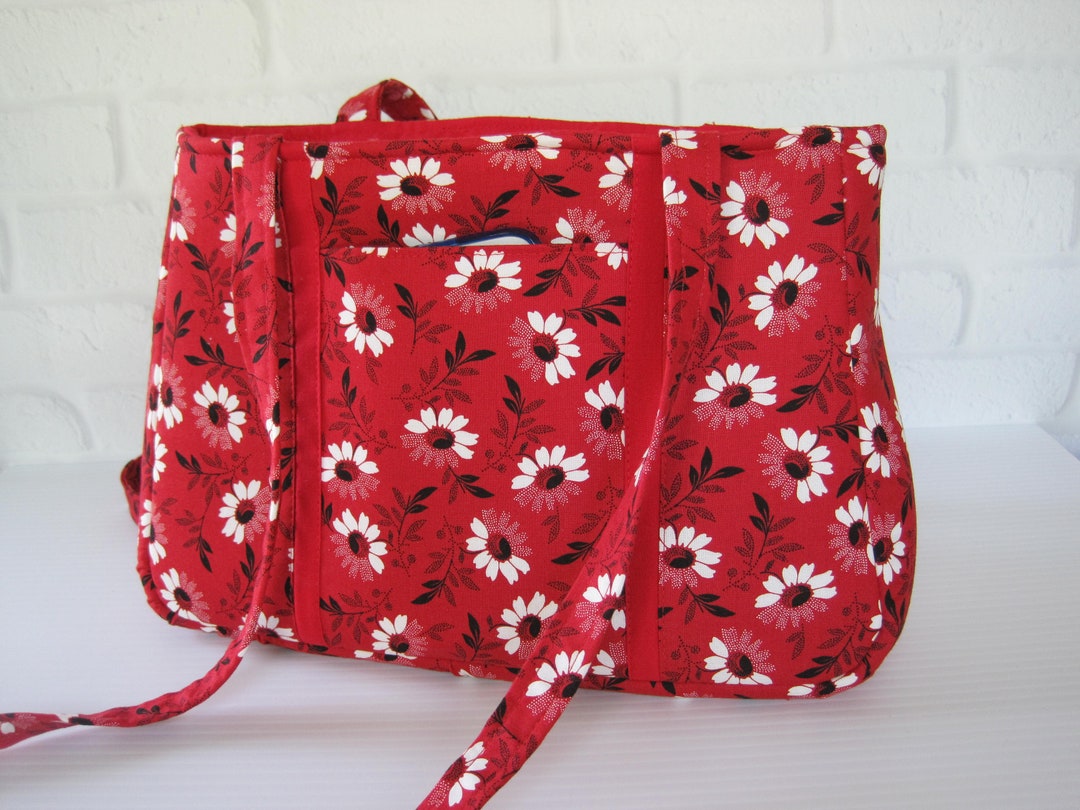 Bags Purses White Daisies on Red Fabric Shoulder Bag - Etsy