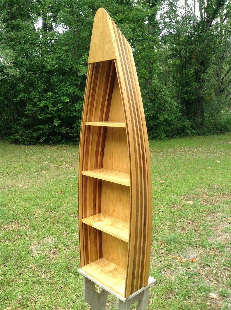 5ft Black Walnut and Red Oak Boat Bookshelf Canoe Bookcase Etsy