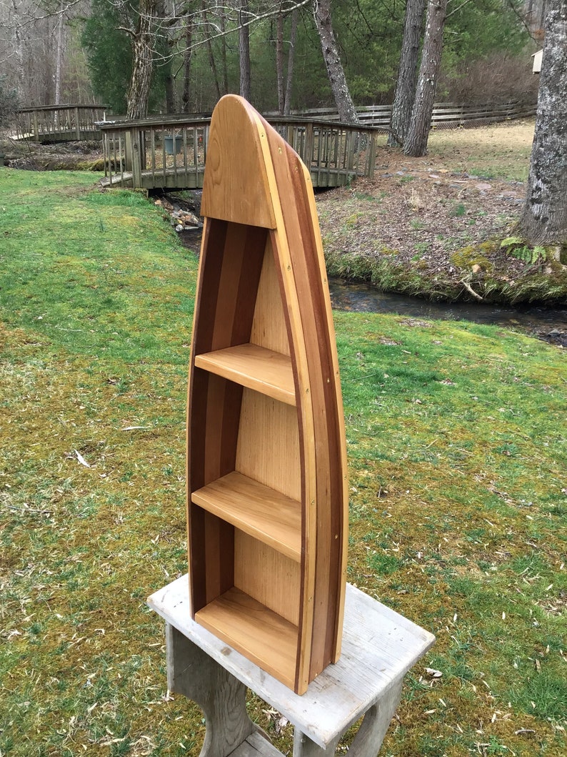 Boat Shelf Solid Cherry And Mahogany Wood Strip Canoe Shelves Etsy