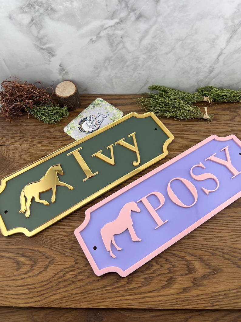 Stable Name Plate/plaque Add On Traditional w/modern twist Design Stable Door Sign Stall/Barn Horse/Pony Personalised Custom NEW COLOURS image 15