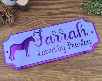 Stable Name Plate / plaque Cut Out Traditional w/modern twist Design Stable Door Sign Stall/Barn Horse/Pony Sign Colours Personalised Custom
