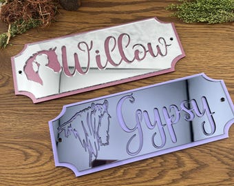 Stable Name Plate / plaque Cut Out Traditional w/modern twist Design Stable Door Sign Stall/Barn Horse/Pony Sign Colours Personalised Custom