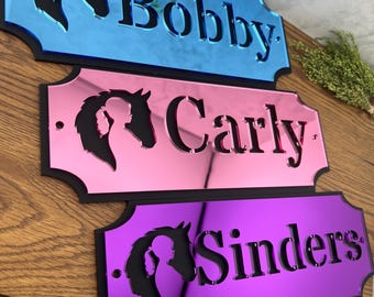 Stable Name Plate / plaque Cut Out Traditional w/modern twist Design Stable Door Sign Stall/Barn Horse/Pony Sign Colours Personalised Custom