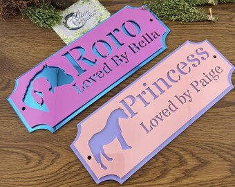 Stable Name Plate / plaque Cut Out Traditional w/modern twist Design Stable Door Sign Stall/Barn Horse/Pony Sign Colours Personalised Custom