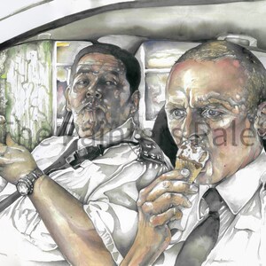 Hot Fuzz - Film, Aquarell, Drucke mit Rahmen und Passepartout