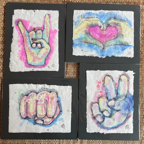 Hand sign emoji paintings