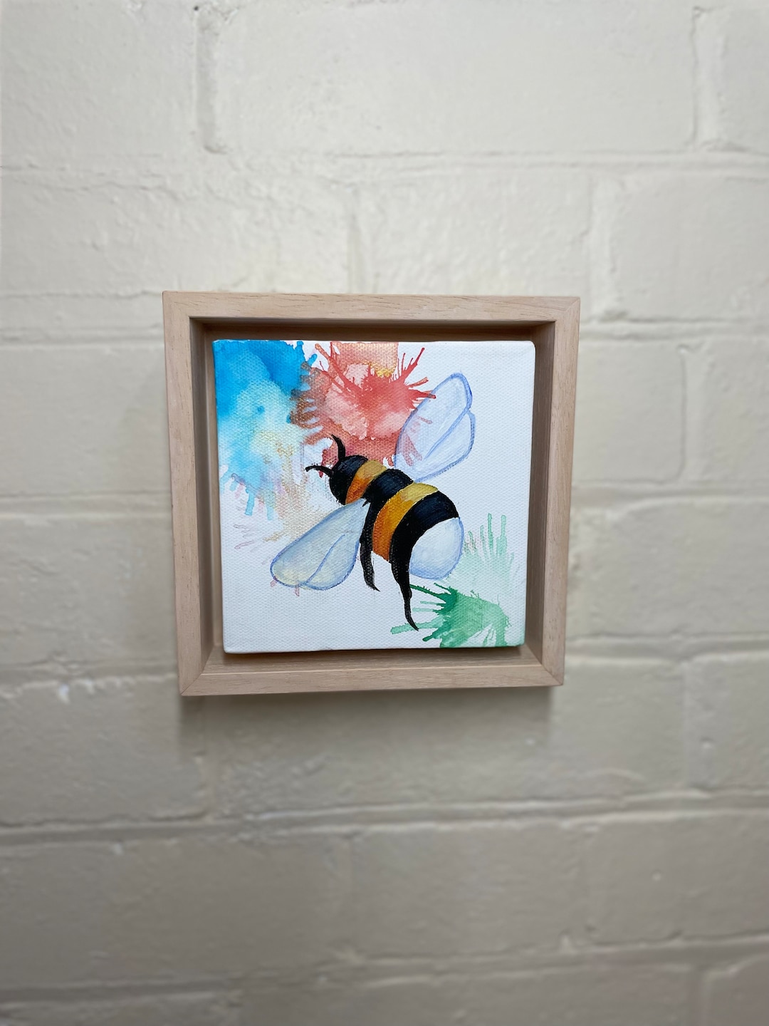 Small Bee 2 Oil & Alcohol Ink Painting, Framed and Mounted Print - Etsy