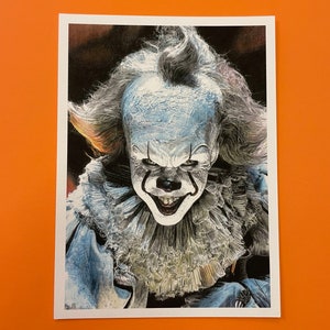 IT - Kunstwerk. Film, Buntstift Gemälde, Druck mit Passepartout und gerahmt. Original Filmkunst.
