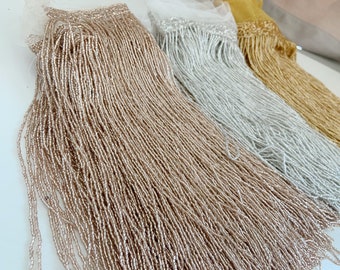 2yards Beaded fringe trim for dance costume, bugle bead tassel for latin dress dance wear macrame trim tassel
