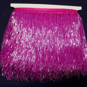 Hot pink Beaded fringe trim for couture and costume, bugle bead tassel for latin dress dance wear macrame trimming tassel 15cm