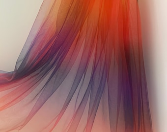 Tulle fabric with Ombré colors, rainbow mesh lace fabric