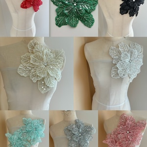 3d bead flowers applique, 3d florals patch for dress, skirt, dance costume, millinery, headpiece