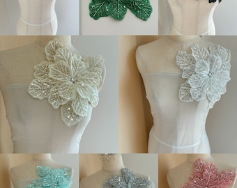 Applique di fiori con perline 3D, toppa floreale 3D per abito, gonna, costume da ballo, cappelleria, copricapo