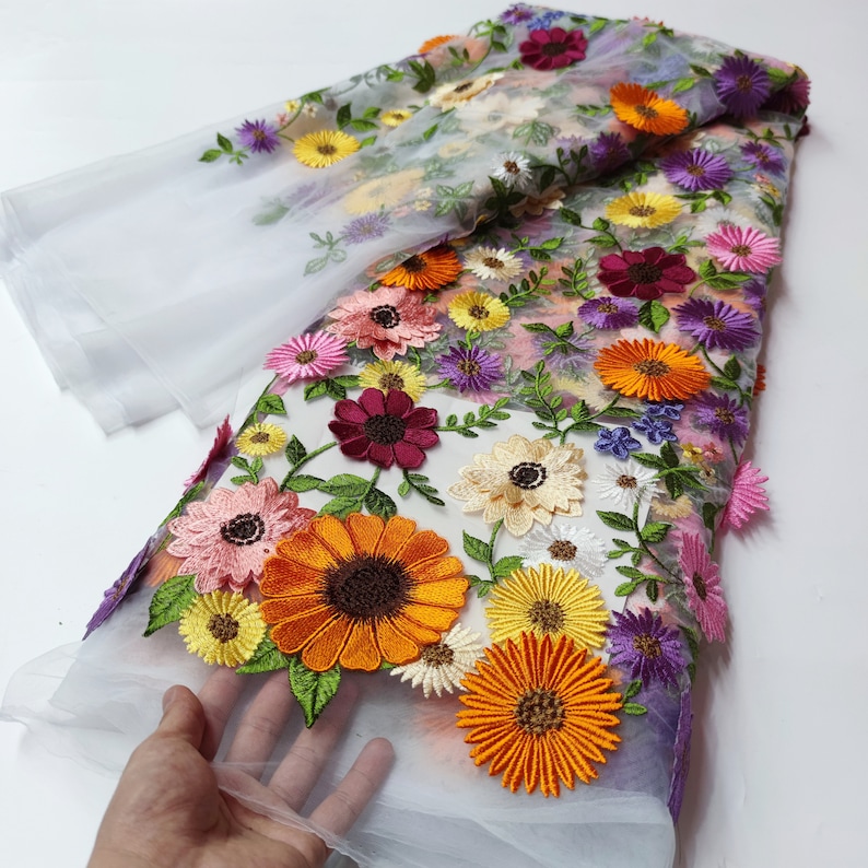 rosa bestickter Tüll Spitzenstoff für Kleid, 2022 beliebt jetzt Zarte Stickerei Spitze Stoff mit 3D Blumen für Rock Bild 7