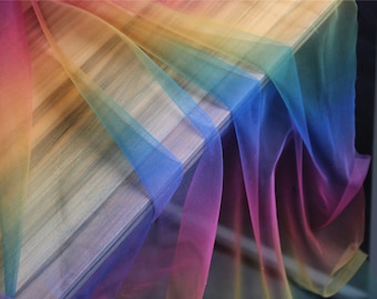 Tulle fabric with Gradient colors, rainbow mesh lace fabric