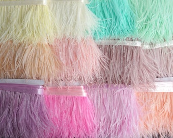 New Arrival Natural Ostrich feather trim, Ostrich Feather Trim Fringe with Ribbon Tape for Millinery Crafts, dress, party decors, couture