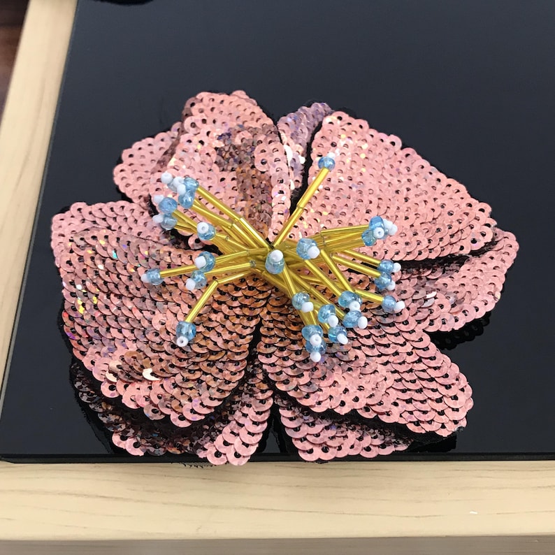 Heavy Bead Flower Applique Sequin Flower Handmade Sequined Etsy
