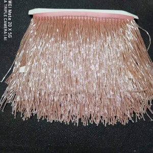 Garniture à franges rose clair pour couture et costume de danse, gland de perles de clairon pour robe latine vêtements de danse macramé coupe gland 15cm