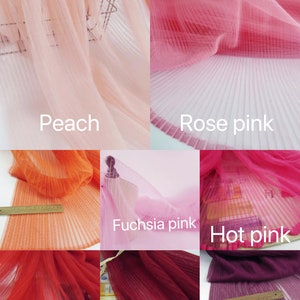 Gefalteter Tüllstoff für Kleid, Akkordeonfaltenstoff für Rock, Plissierter Netzstoff, vertikaler gefalteter Tüllstoff