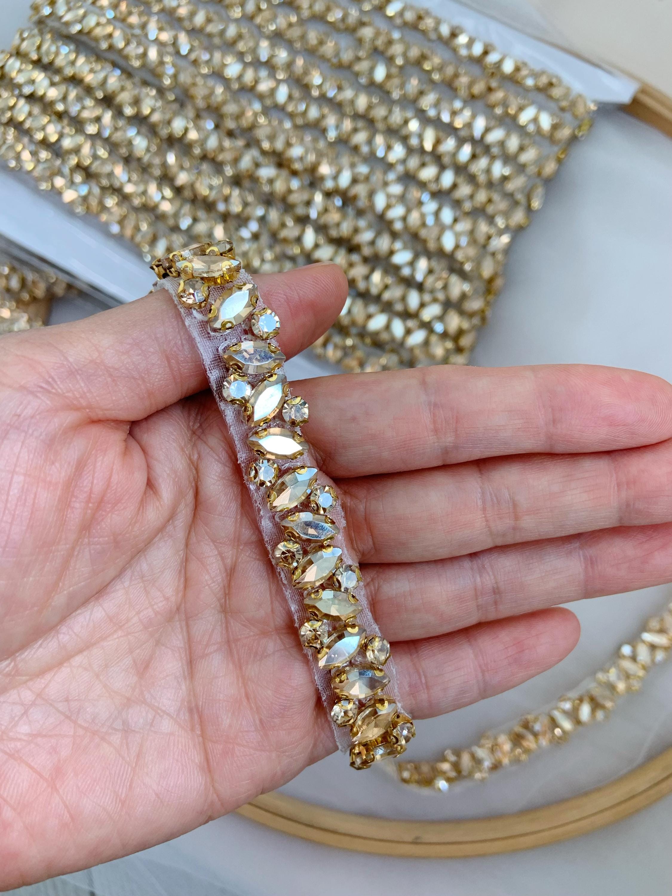 slim fit dress slacks Gold and Opal Rhinestone Bridal Belt | Millieicaro main image 0