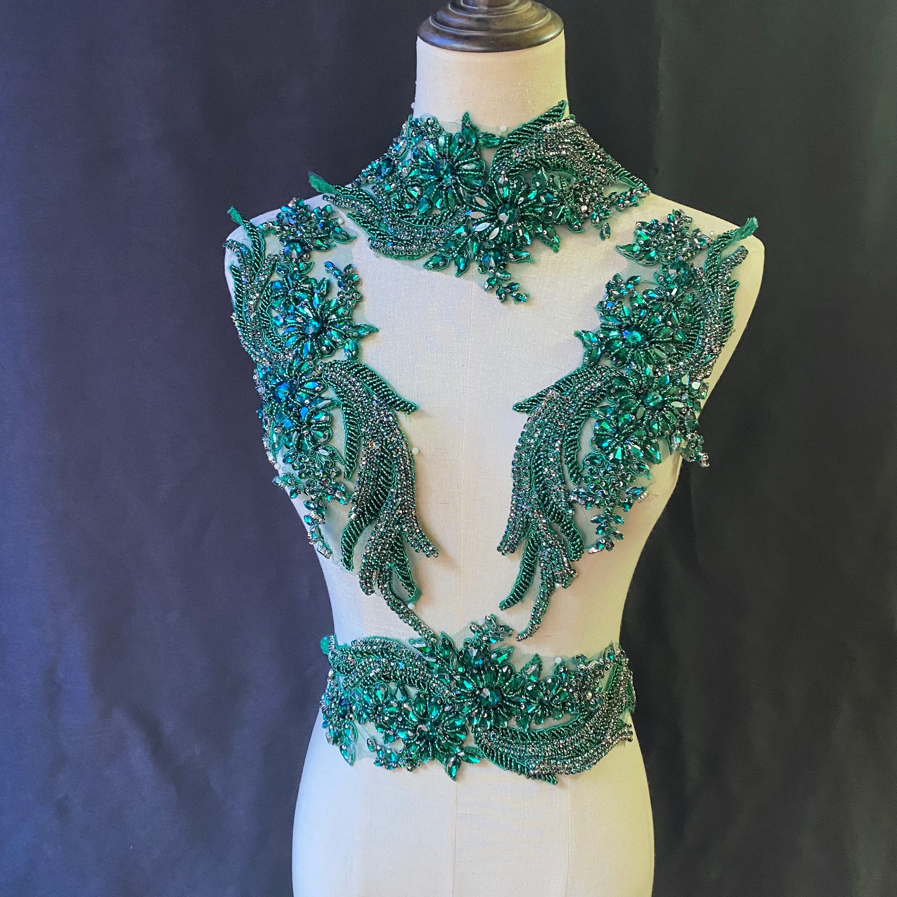 emerald green rhinestone dress Emerald Green Hotfix Rhinestone Corset Dress For Prom