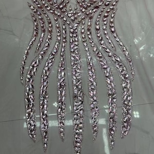 Bling pink rhinestone bodice applique, handcrafted crystal corset applique, crystal applique for dress, rhinestone applique for dress