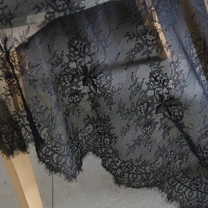 1 yard Black Chantilly lace fabric