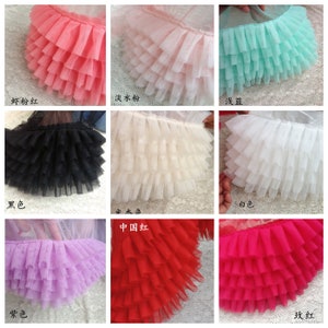 tulle ruffled trim, multi layers ruffled trim, pleated mesh trim, tutu dress trim, 3d ruffled trim, baby tutu dress trim, 9 colors