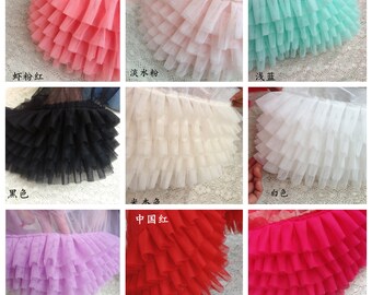 tulle ruffled trim, multi layers ruffled trim, pleated mesh trim, tutu dress trim, 3d ruffled trim, baby tutu dress trim, 9 colors