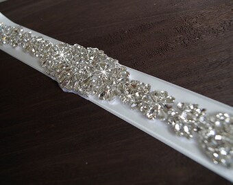 Exquisite crystal applique, rhinestone applique, crystal bead applique for bridal sash, bridal sash applique