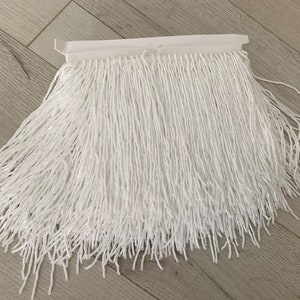 off white Beaded Fransen borte für Couture und TanzKostüm, Bugle Perlen Quaste für Lateinkleid Tanzmode Makramee Trimmen Quaste 15cm