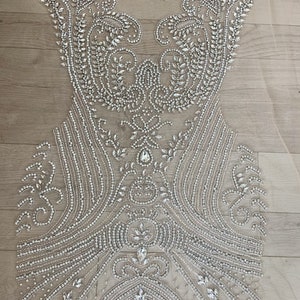 Large rhinestone bodice applique, handcrafted crystal corset applique, crystal applique for dress, rhinestone bodice patch for prom dress