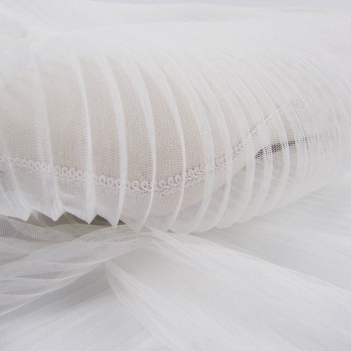 Off White Tulle Accordion Pleated Fabric Mesh Accordion Etsy