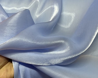 light blue shiny Satin fabric , solid organza fabric with shine for dress, prop, wedding decors