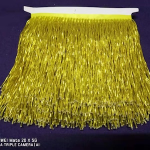 frange di perline gialle per costume da ballo, nappa di perline di tromba per abbigliamento da ballo latino macrame nappa di rifinitura 15 cm