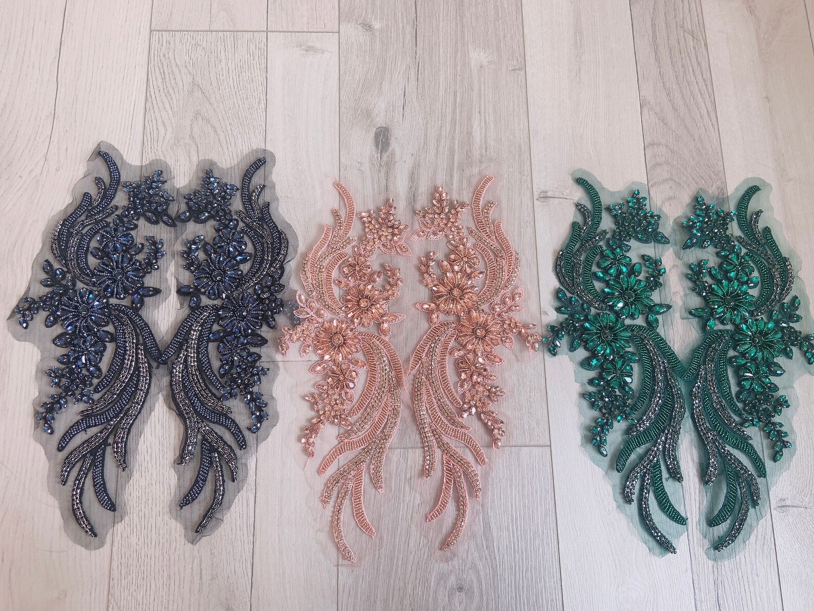 Navy Rhinestone Applique for Dress Dance Costume French Bead Bodice ...