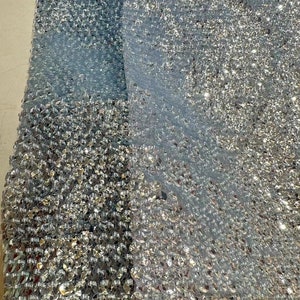 hellblauer Paillettenstoff für Brautkleid, Abendkleid, schwerer Perlentüllstoff für Couture