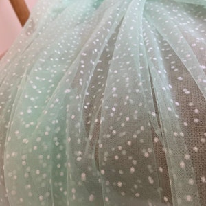 white tulle fabric with flocking velvet polka dots image 10