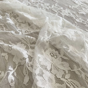 1.5 yard floral embroidered lace fabric, Chantilly lace fabric with retro florals
