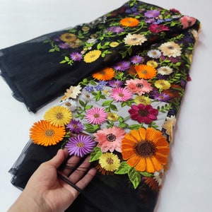 rosa bestickter Tüll Spitzenstoff für Kleid, 2022 beliebt jetzt Zarte Stickerei Spitze Stoff mit 3D Blumen für Rock Bild 6