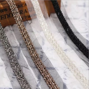 off white Bead trim, heavy bead lace trim, bead trim